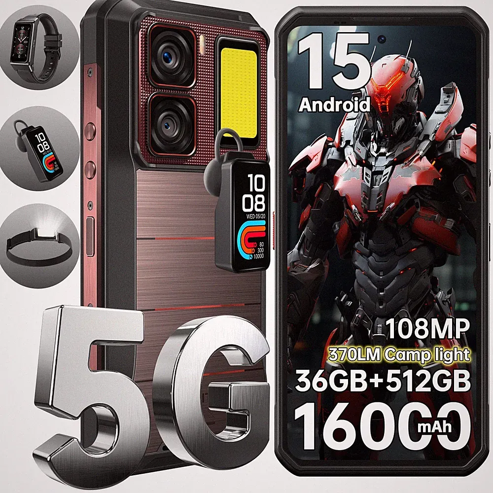 OUKITEL WP300 Smartphone 5G 36GB+512GB Handy Android 15 16000mAh 6.8 Zoll AI/NFC