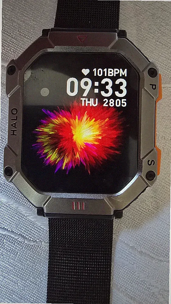 Outdoor Smartwatch KR80 mit OVP, 2 Armbänder (Silikon u. Meshmetall), Ladekabel