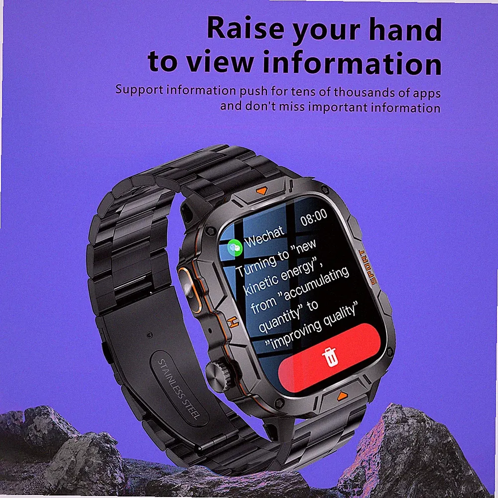 Outdoor-Smartwatch Mit LED-Licht über 100 Sportmodi Gesundheitsüberwachung IP68