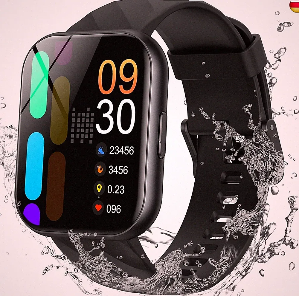 Parsonver Smartwatch Damen Herren, 5ATM Wasserdicht Schwimmuhr, 1.8" HD