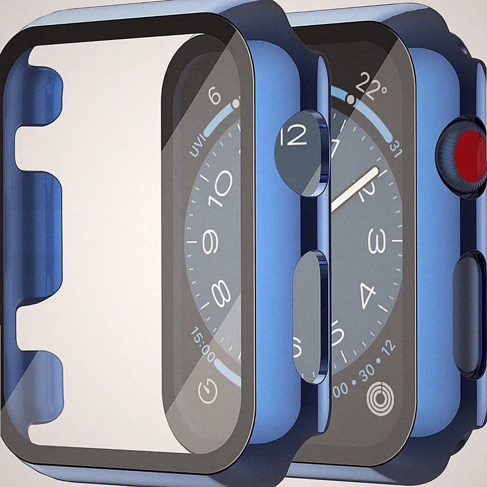 PC Hülle für Apple Watch 38mm, Gehärtetes Glas, Displayschutz, Ultrathin, 2er