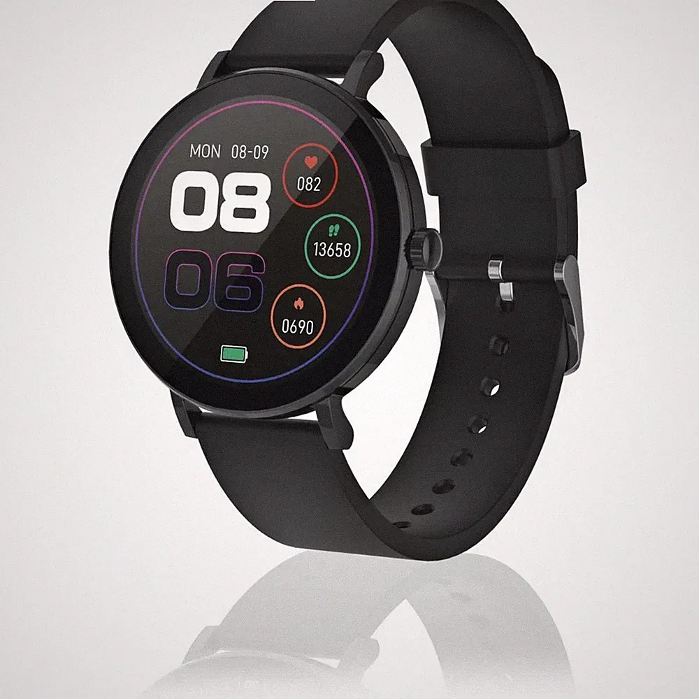 PEAQ PSW 200-BK Smartwatch Schwarz (18 mm) Fluorelastomer