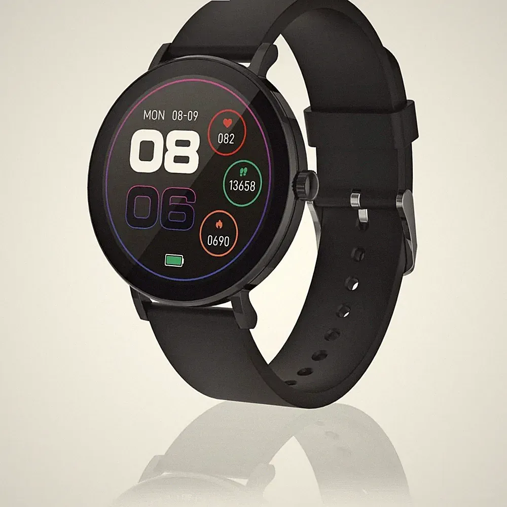 PEAQ PSW 200-BK Smartwatch Schwarz (18 mm) Fluorelastomer