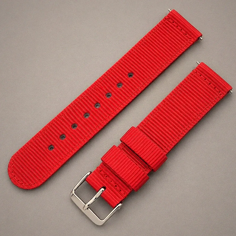 Pincode 81245 NATO Uhrenarmband 22mm Rot Nylon Textil Sport Ersatzband Unisex