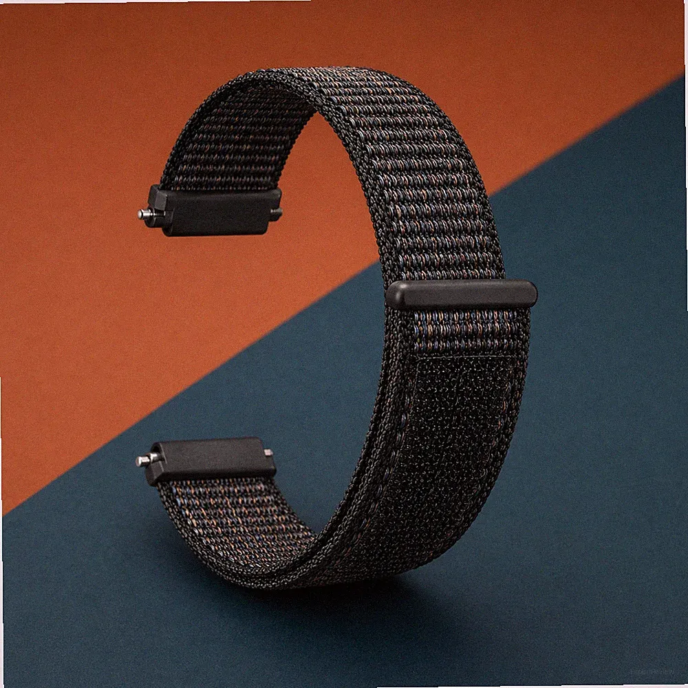 Pincode NATO-Uhrenarmband 22 mm Schwarz Nylon Sport Loop Klettverschluss 81214