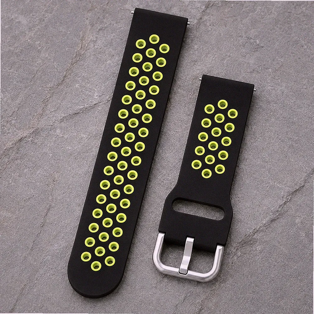 Pincode Uhrenarmband 20 mm Schwarz Neongrün Silikon Sport Ersatzband Neu 81278