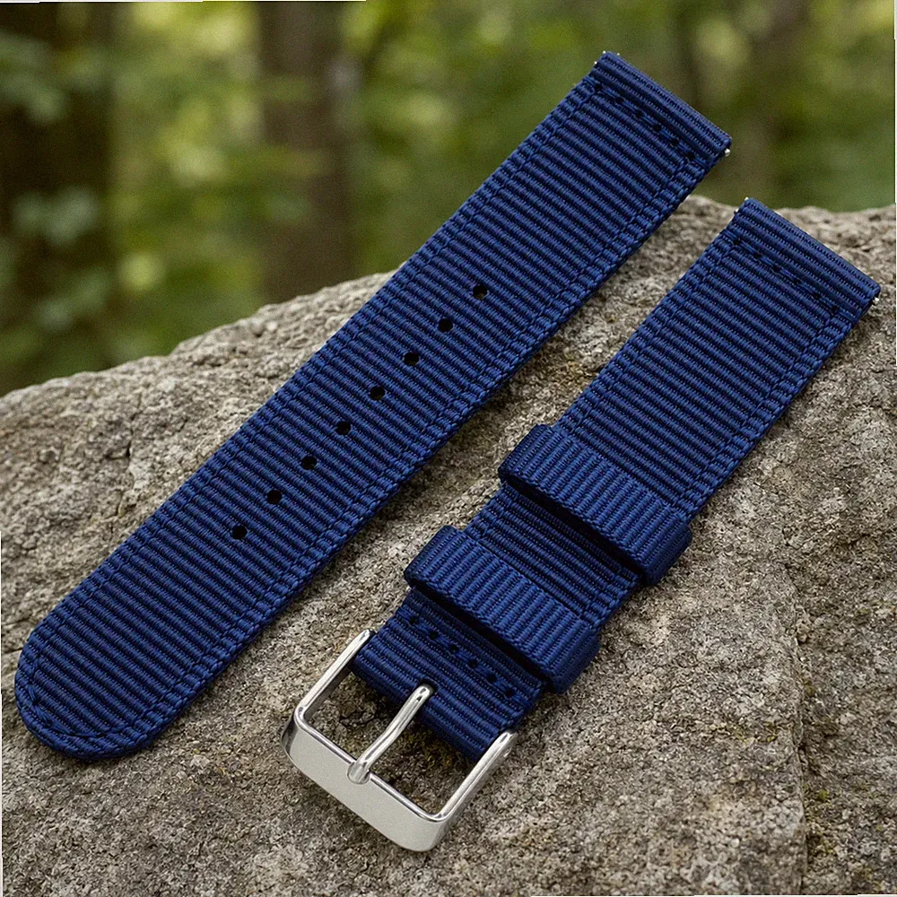 Pincode Uhrenarmband 22 mm Blau Nylon Textil Sport Dornschließe Ersatzband 81244
