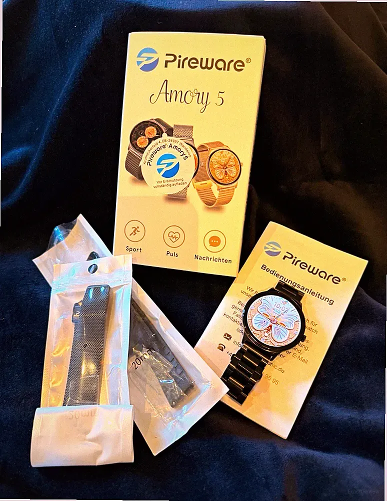 Pireware Amory 5 Smartwatch 36mm schwarz, Edelstahlarmband, Puls, Android/iOS
