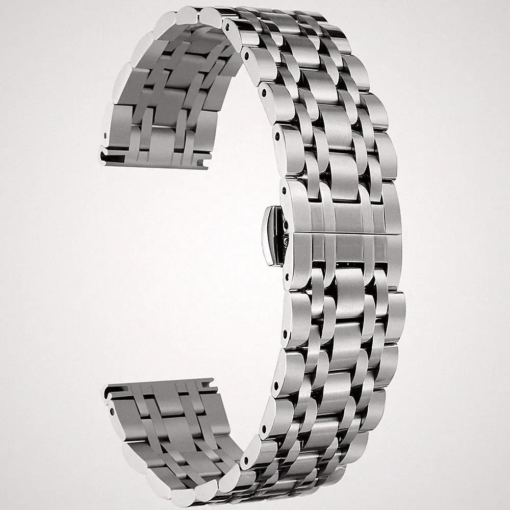 Poliertes Edelstahl Uhrenarmband Smartwatch Ersatzband Metallarmband für Dame...