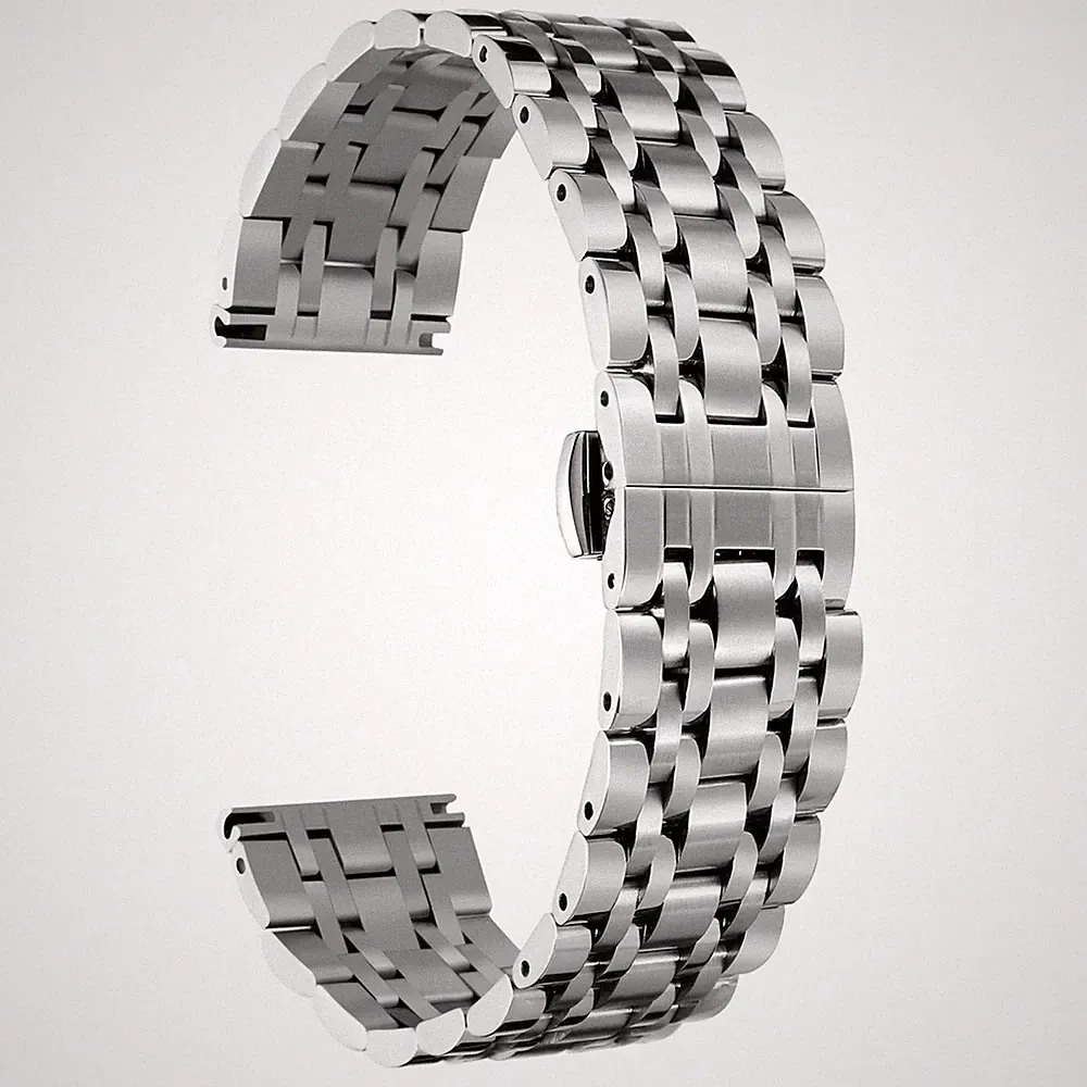 Poliertes Edelstahl Uhrenarmband Smartwatch Ersatzband Metallarmband für Dame...