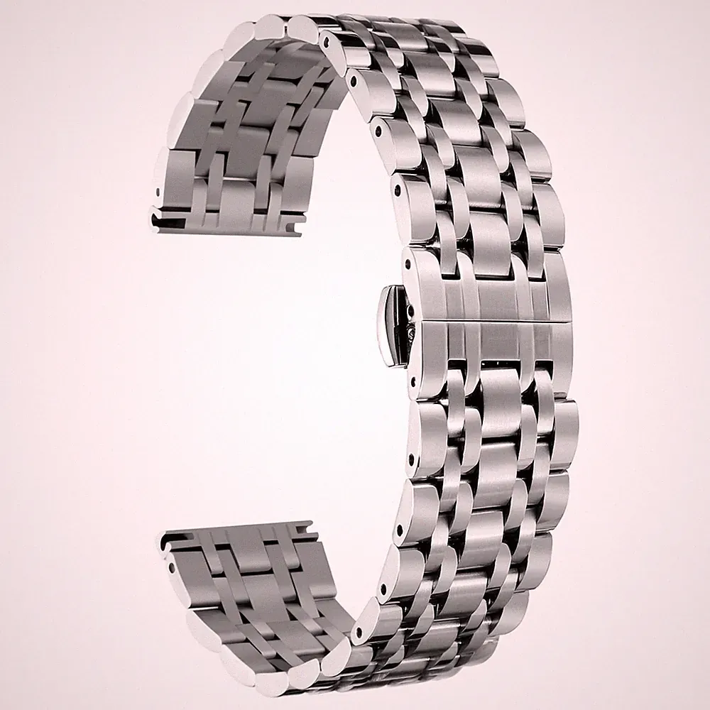 Poliertes Edelstahl Uhrenarmband Smartwatch Ersatzband Metallarmband für Dame...