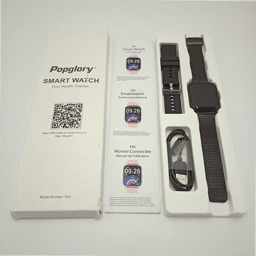 Popglory Smartwatch Fitnessuhr 185 Zoll Touch Farbdisplay Bluetooth Anrufe Activ