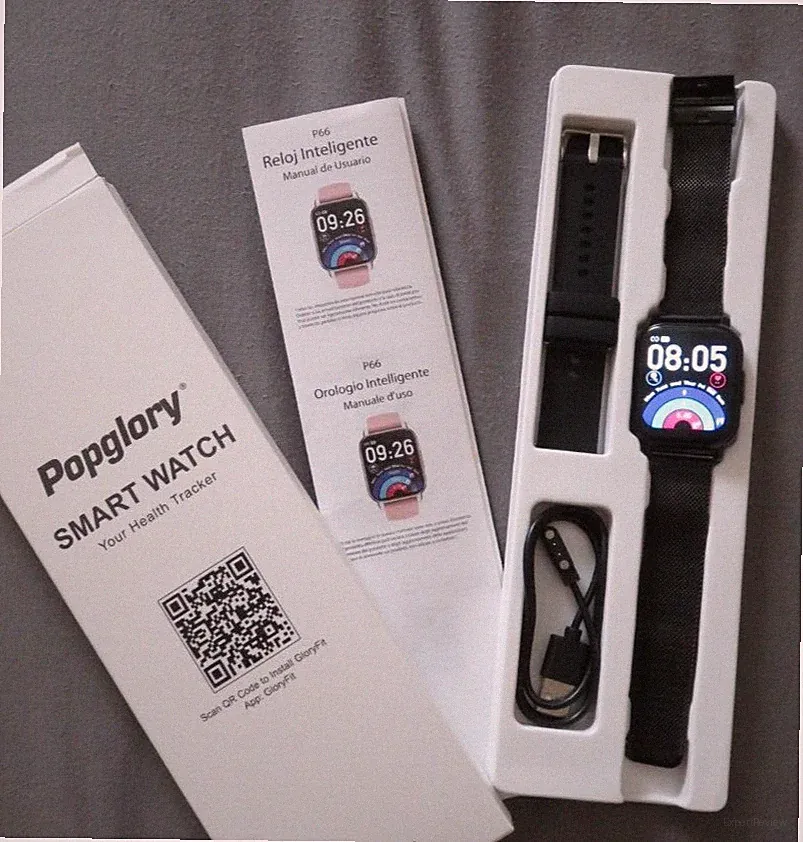 Popglory Smartwatch Für Damen Herren, 1.85 Zoll Touch-Farbdisplay Mit Bluetooth
