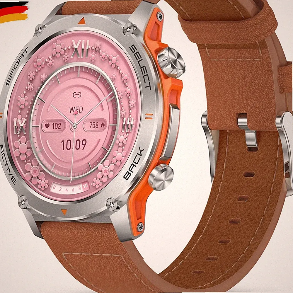 Popglory Smartwatch Herren, 1.43" AMOLED Always-On Display Anrufuhr