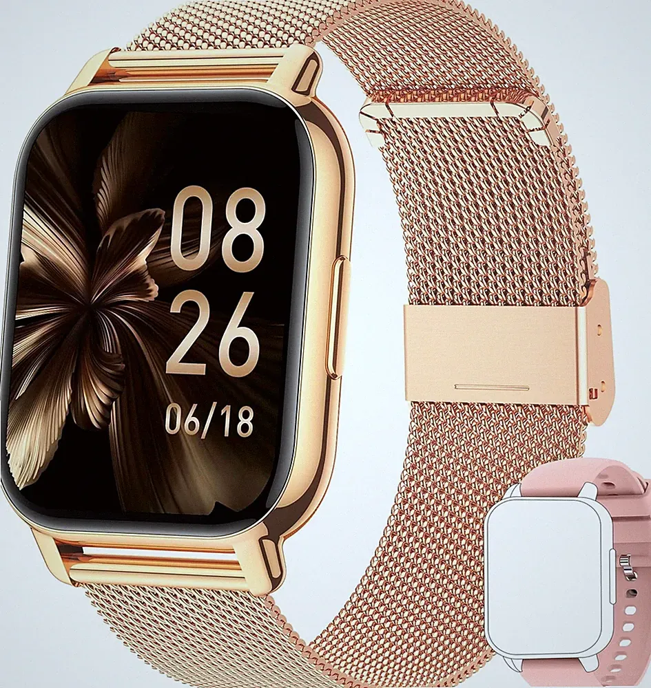 Popglory Smartwatch Herren Damen, 1.85" Fitnessuhr mit Blutdruckmessung