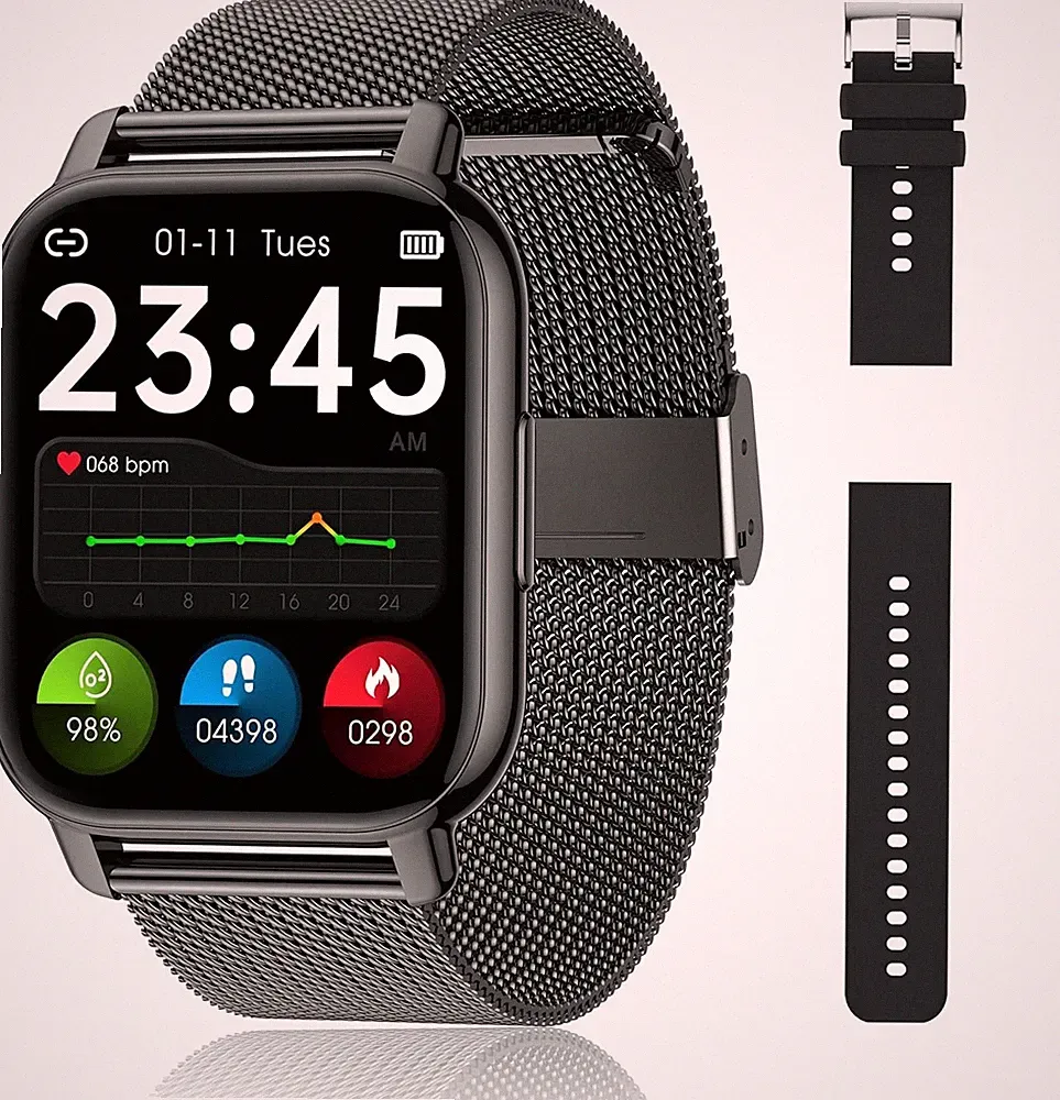 Popglory Smartwatch Herren Damen, 1.85" Fitnessuhr mit Blutdruckmessung Telefonf