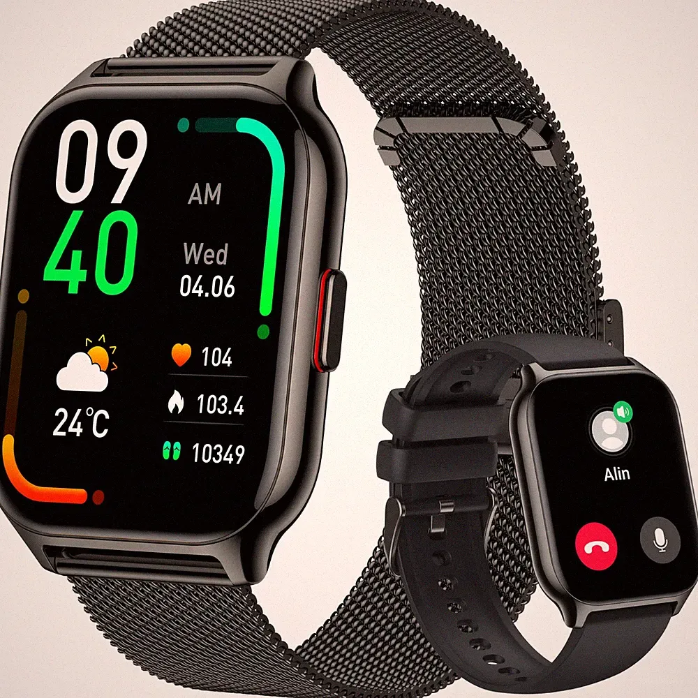 Popglory Smartwatch Herren Damen 2.01 Fitnessuhr mit Blutdruckmessung