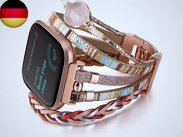 Posh Leather Band Compatible with Fitbit Versa 3&4 Bands/Fitbit Sense/Sense