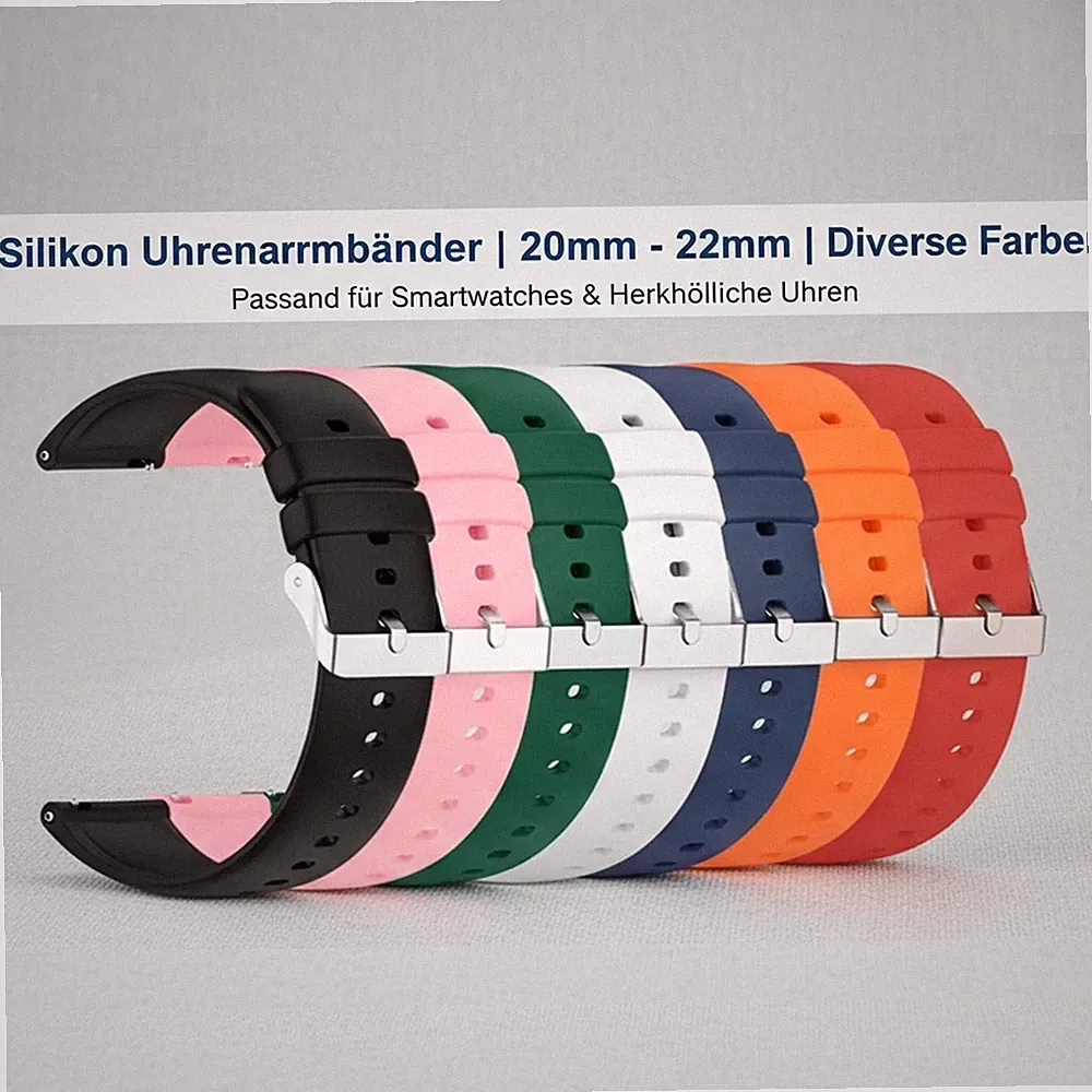 Premium Silikon Armband Ersatzband 20/22 mm Schnellverschluss Smartwatch Soft