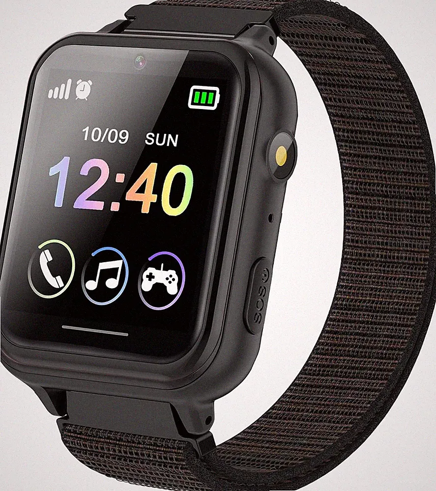 PTHTECHUS Kinder Smartwatch S19-Schwarz, 7 Spiele, MP3 Musik, SOS-Anruf, 10