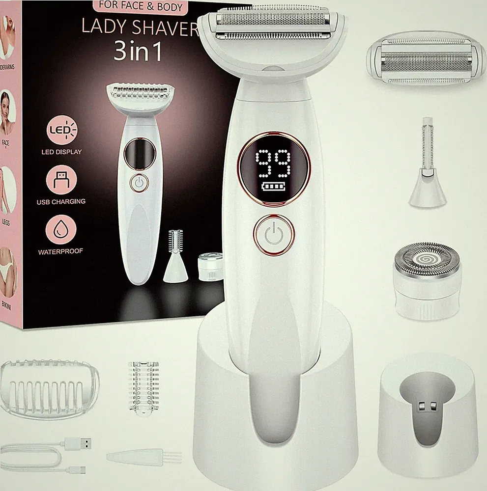 Rasierer Damen,3-In-1 Intimrasierer Für Frauen,Gesichtshaarentferner Für Frauen
