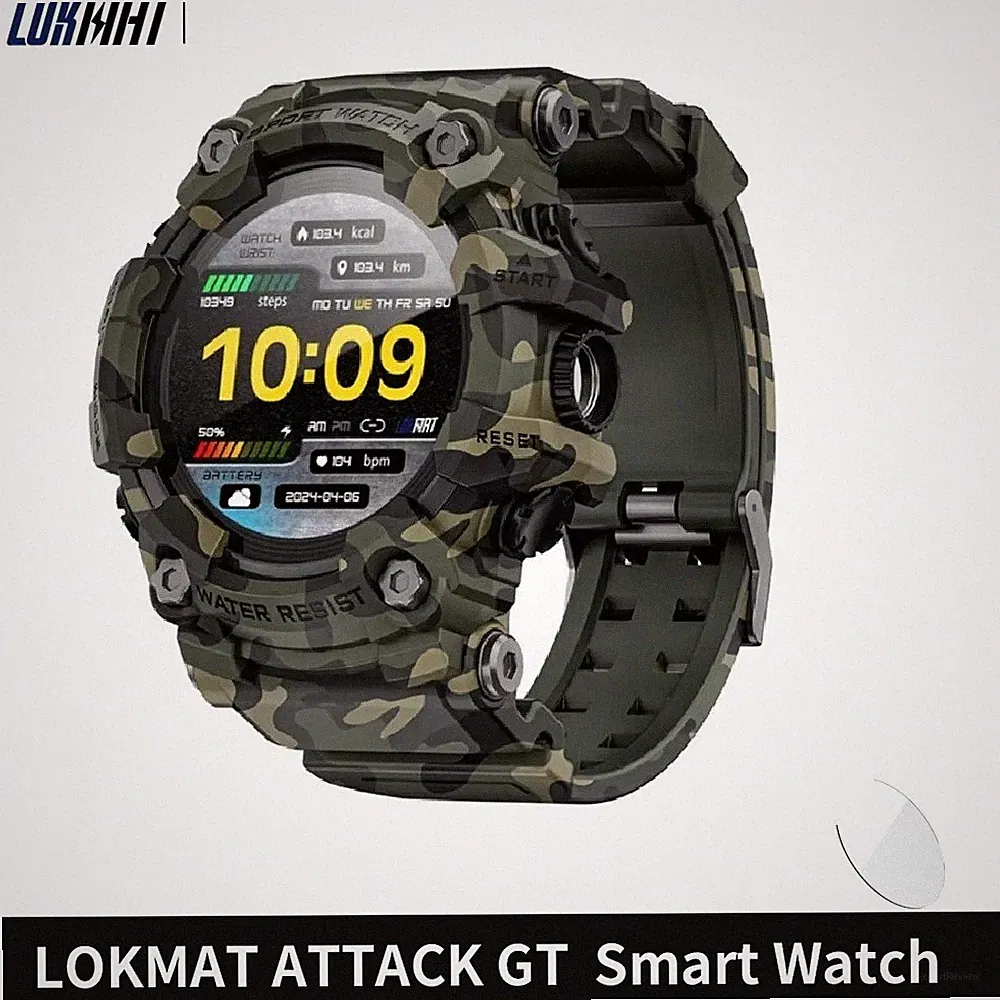 Robust Smartwatch LOKMAT ATTACK-GT Bluetooth-Anrufe 5ATM Wasserdicht Taschenlamp