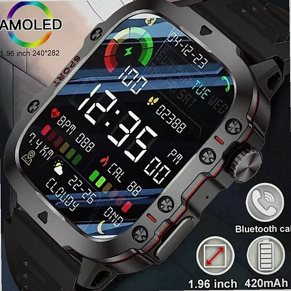 Samsung Android Smartwatch Herren Taktisch Militär Bluetooth Anruf Blutdruck Neu