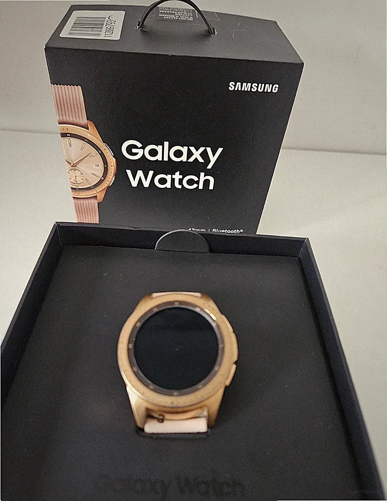Samsung Galaxy Watch 3, 42 mm Gold Smartwatch Android rosa Gummiarmband