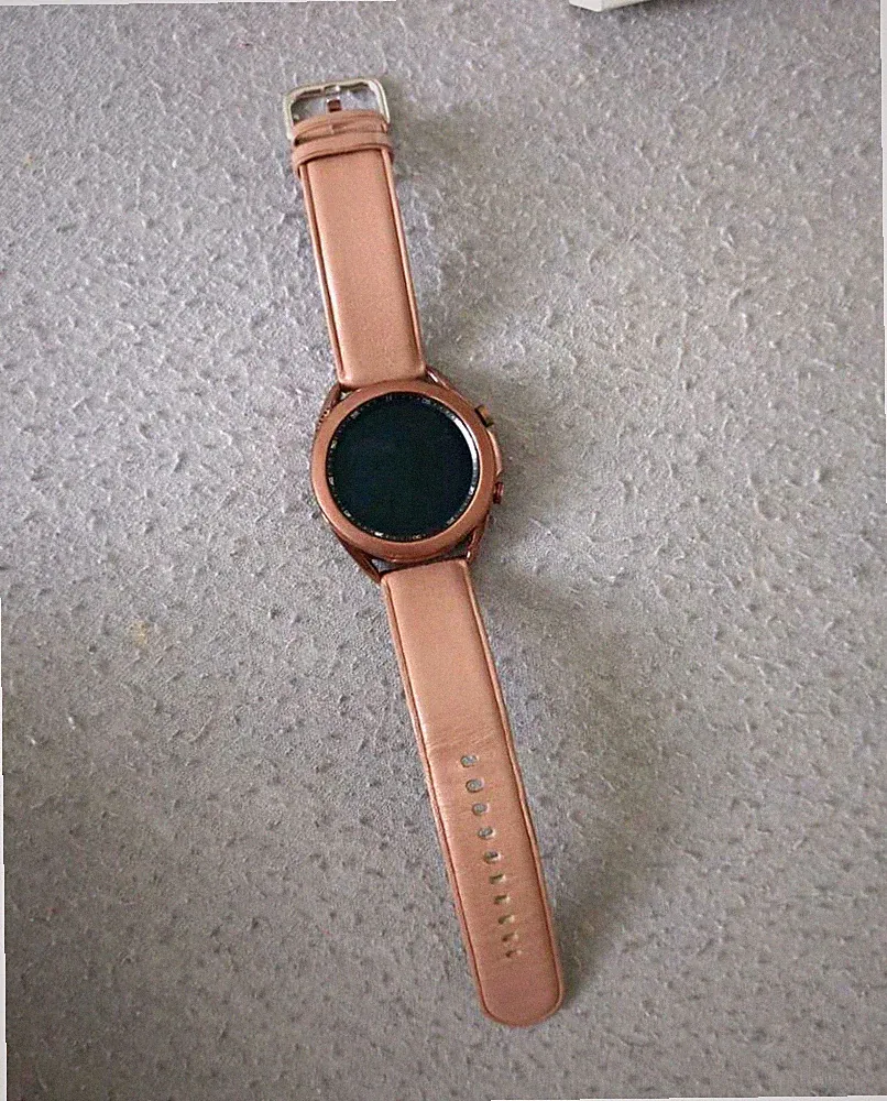 Samsung Galaxy Watch3 Smartwatch rosa Lederarmband Android mit Ladestation