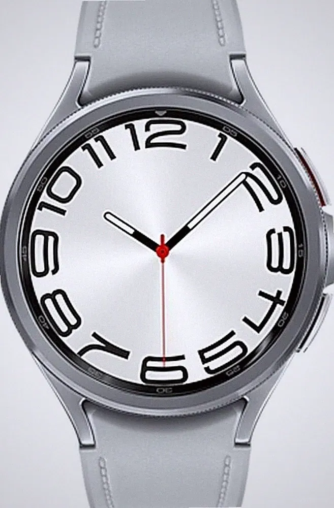 Samsung Galaxy Watch6 Classic 47 mm Smartwatch Silver (M/L) Kunstleder