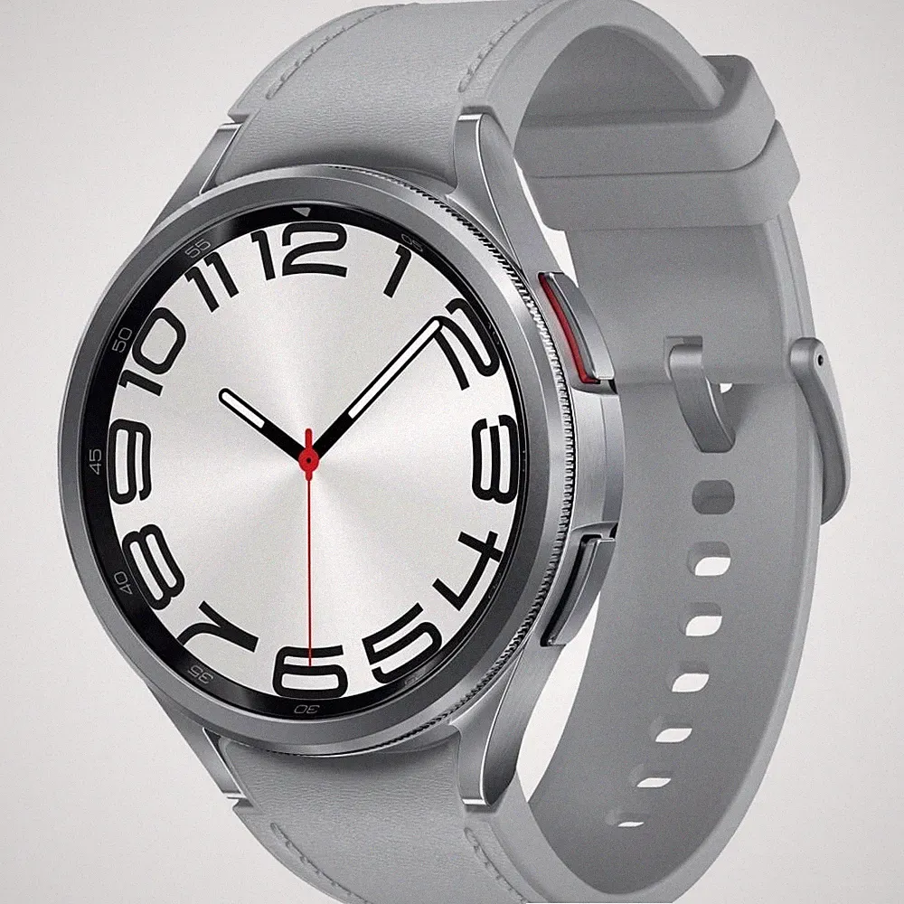 Samsung Galaxy Watch6 Classic 47 mm Smartwatch Silver (M/L) Kunstleder