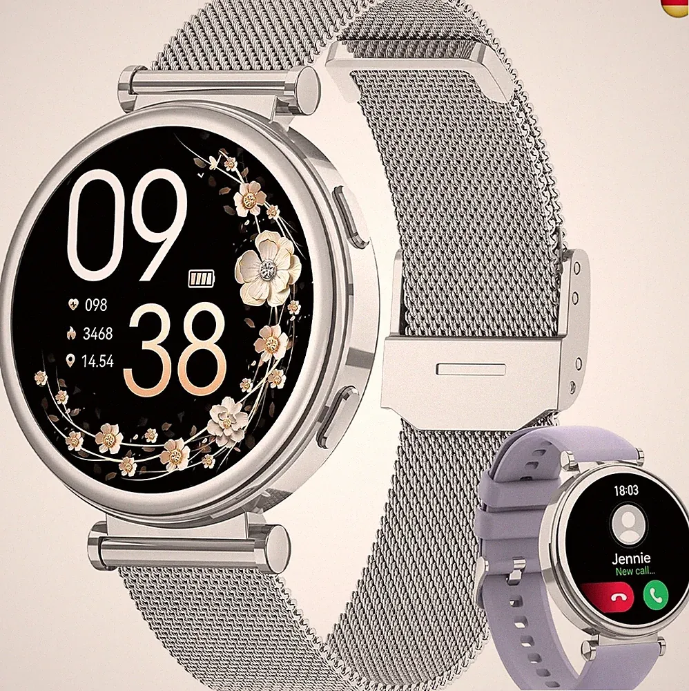 Sanorum Smartwatch Damen, 1.27" HD Voll Touchscreen Armbanduhr mit