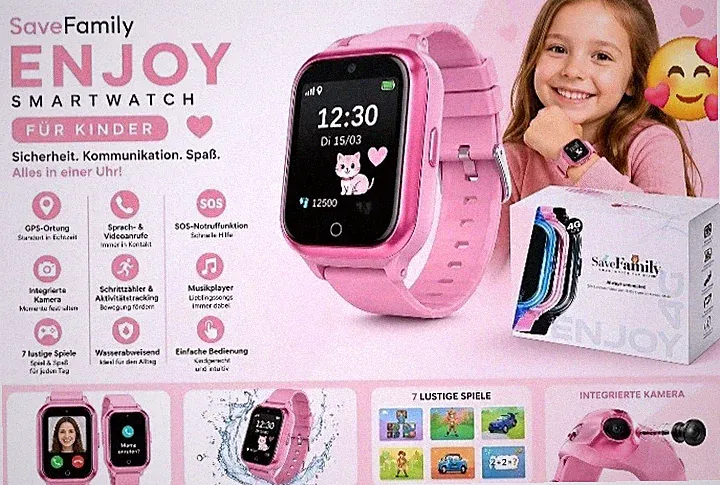 SaveFamily SaveWatch+ Smartwatch für Kinder - Anrufe, GPS, Wasserfest, SOS