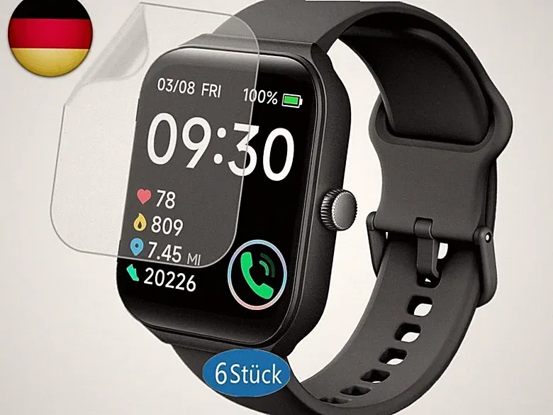 Schutzfolie kompatibel für TOOBUR Smartwatch 1,95" (6 Stück) HD Flexibel TPU I