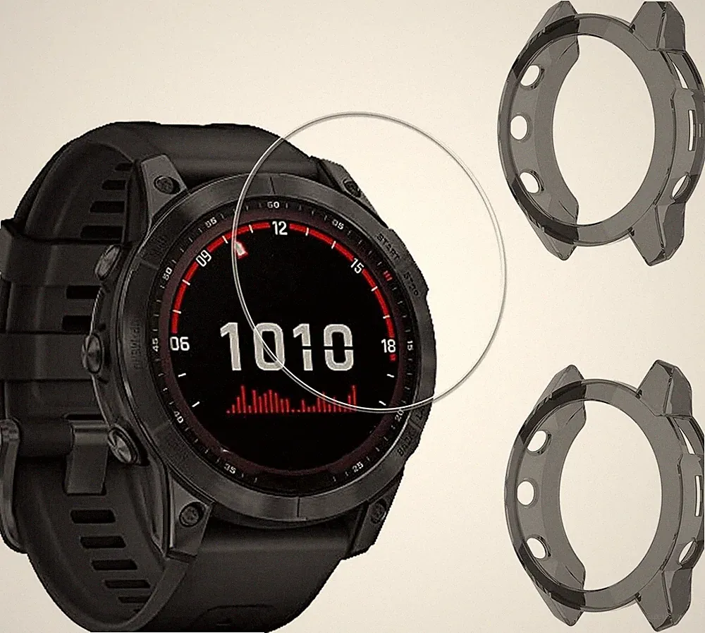 Schutzfolie und Hülle für Garmin Fenix 7X 9H Härte Kratzfest Smartwatch Set