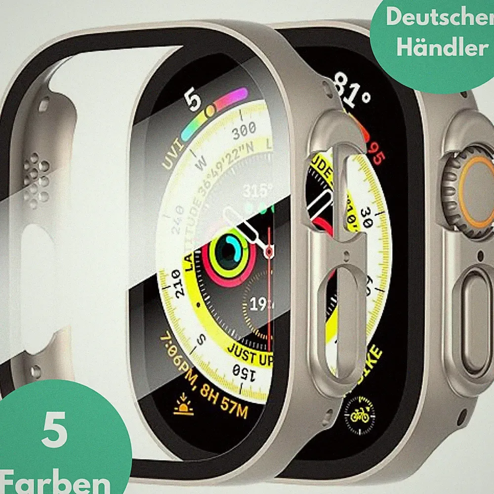 Schutzhülle für Apple Watch Ultra / Ultra 2 49mm Case Glas Display Schutzglas ✅