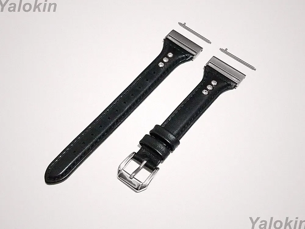 Schwarzer Kristall Slim Leder Band für Garmin Venu X1 Fitness Smartwatch -A24B22