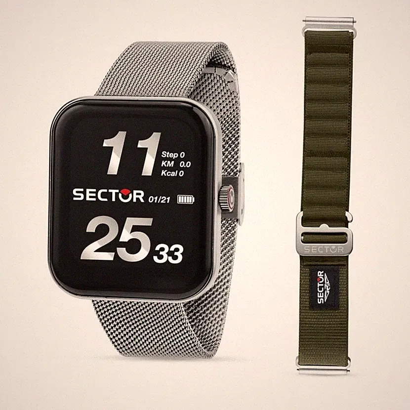 SECTOR S-03 Pro Light Smartwatch Unisex Schwarz Silber 40 MM Quarz 3 ATM