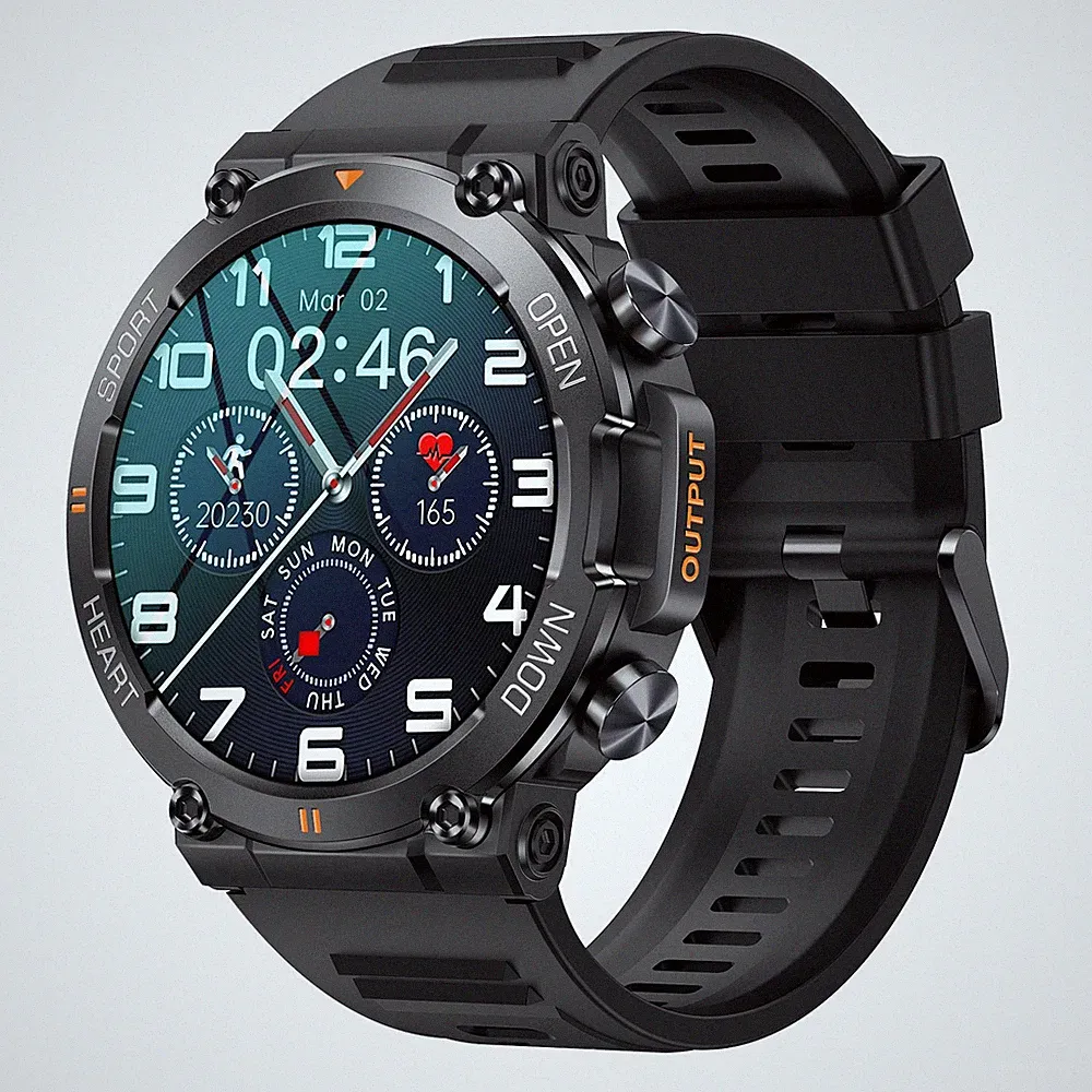 SENBONO Herren Smartwatch rund Großbild kabelloses Zifferblatt Anrufannahme Fitness Track