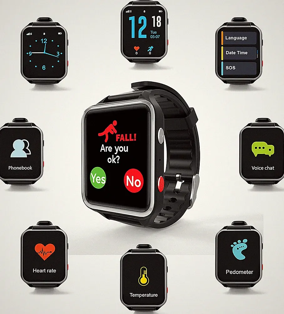 Senioren Smartwatch mit GPS Tracker & Sturzerkennung Demenz Notrufuhr SOS NEU