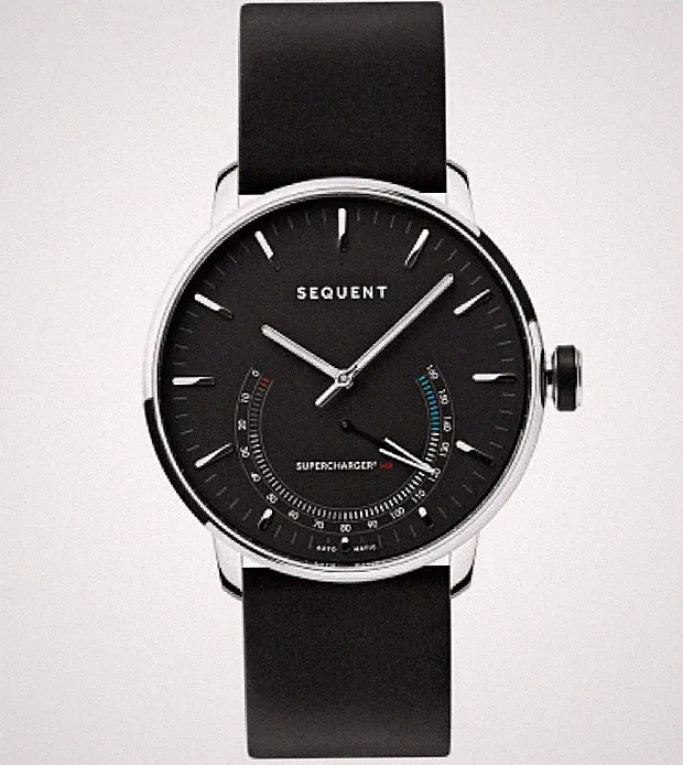 Sequent SuperCharger HR 2.2 Onyx Black Swiss Hybrid Smartwatch Self-Charging NEW