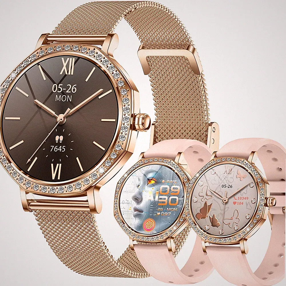 SGDDFIT 1,32" AMOLED Smartwatch Damen mit Telefonfunktion, 5ATM Wasserdicht S...