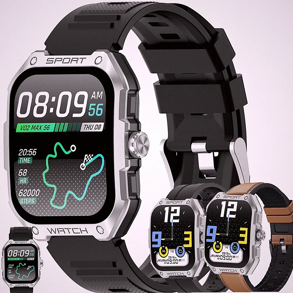 SGDDFIT GPS Smartwatch, 1,83" AMOLED Fitnessuhr Herren mit Telefonfunktion, 3...