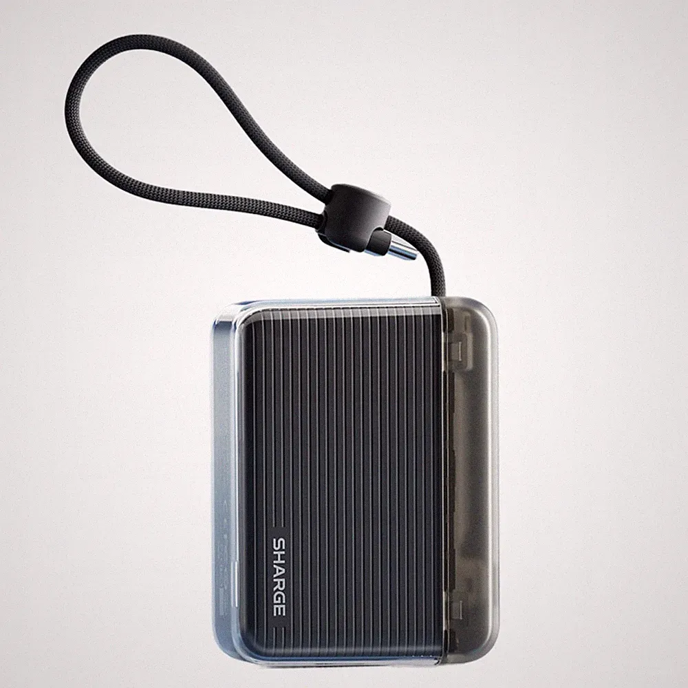 SHARGE Flow Go Powerbank 10000mAh 20W USB-C Kabel Schnellladen Schwarz