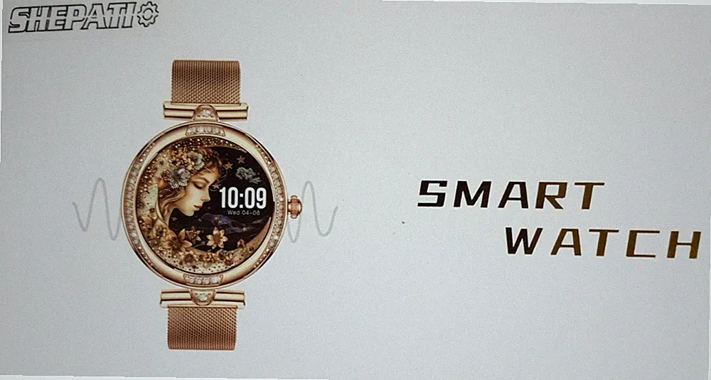 Shepati Damen Smartwatch Roségold AMOLED Touchscreen IP68 Telefonfunktion
