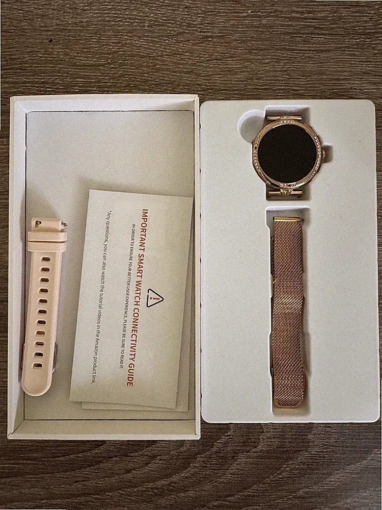 Shepati Damen Smartwatch Roségold AMOLED Touchscreen IP68 Telefonfunktion