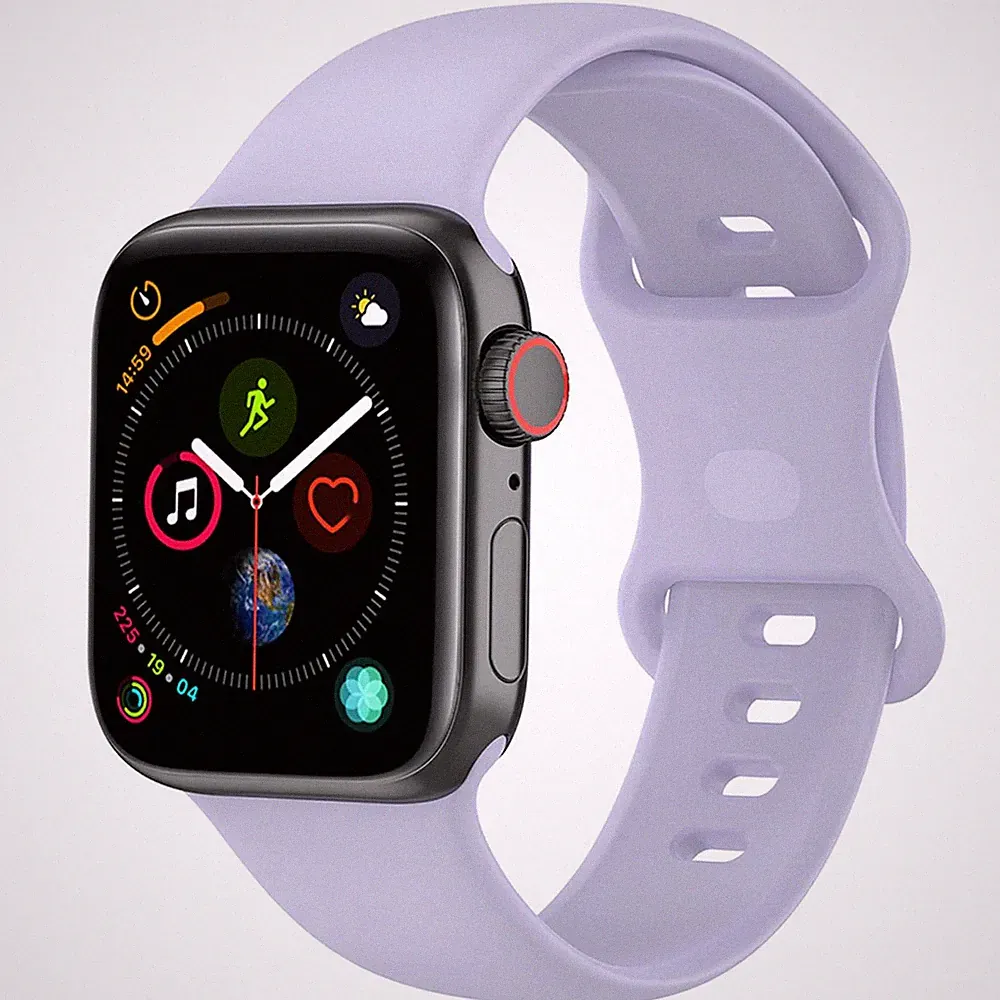Silikon Armband für Smartwatch 44/45/46/49 mm Bizon Uhrarmbänd Bänd Hellviolett