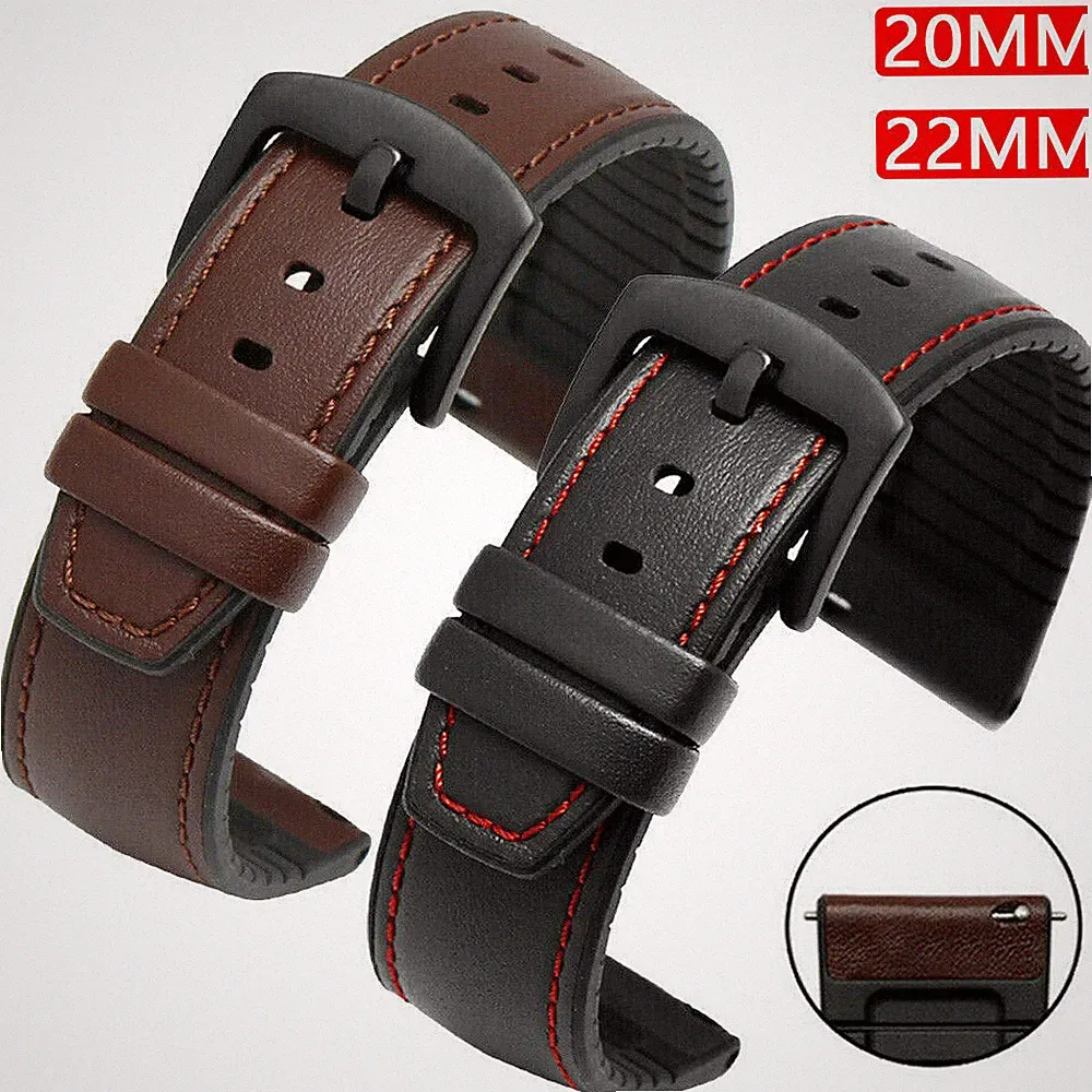 Silikon Leder Armband für Samsung Galaxy Watch 3 41 45mm S3 Huawei GT2 3 42 46mm
