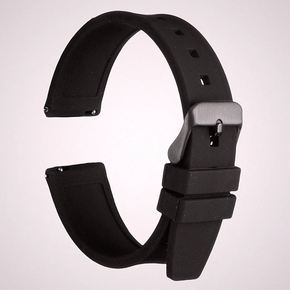 Silikon Uhrenarmband 18mm, Schwarz, für Smartwatch, Männer Frauen