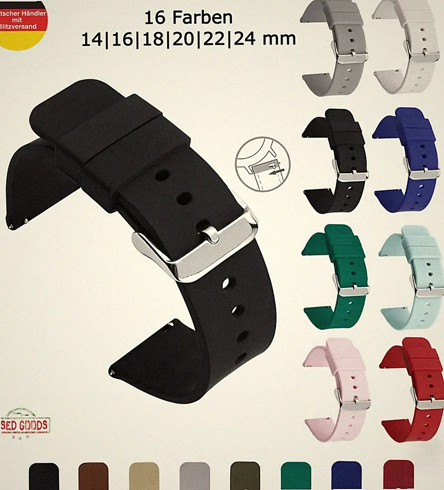 Silikon Uhrenarmband Quick Release 14 16 18 20 22 24 mm Sport Ersatzband Unisex
